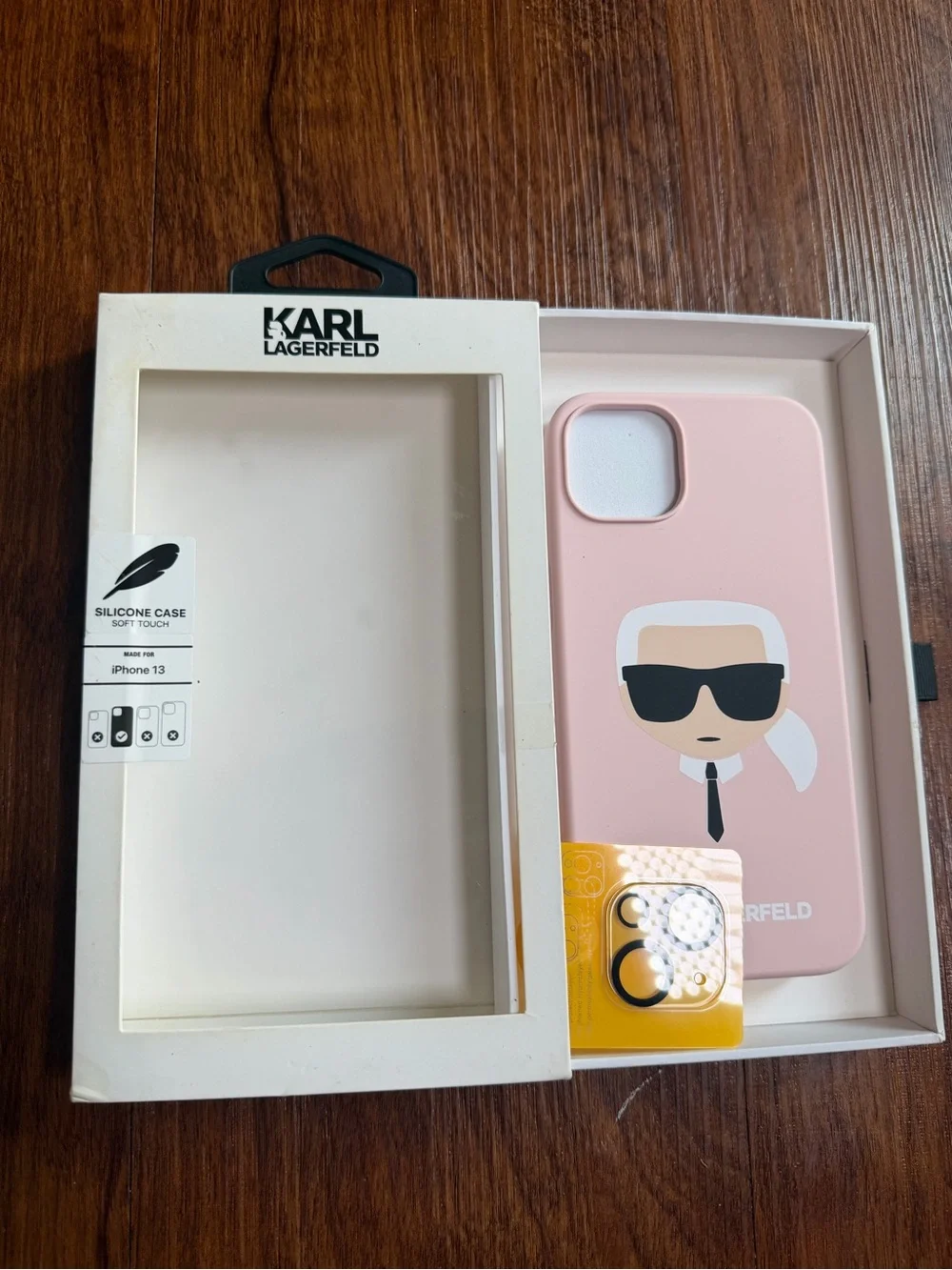 Karl Lagerfeld Pink Silicone iPhone 13 Case with Karl Icon Graphic